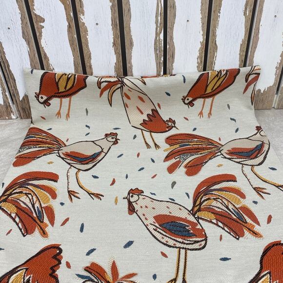 Chicken Throw Pillow Cover (Only) 21 1/2” x 20” Rust Tones Zip Closure - Picture 2 of 9